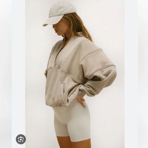 JOAH BROWN RETRO HALF ZIP IN SAHARA FRENCH TERRY S/M